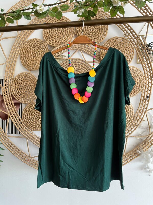 Blusa Gola Canoa Verde Folha