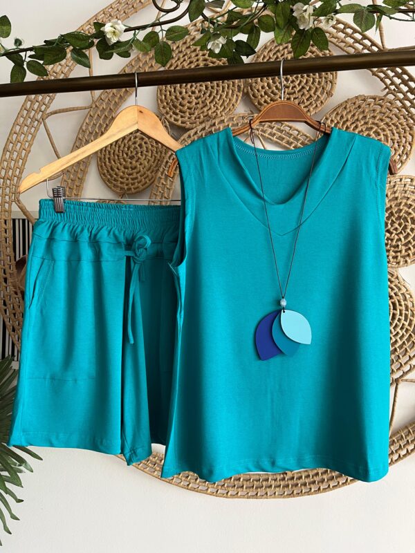 Conjunto Nadia Moletinho Azul Turquesa
