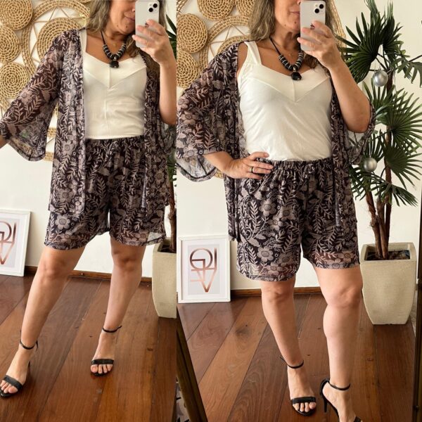 Kimono + short tule Preto