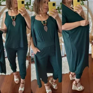 Conjunto tres peças manga curta Verde