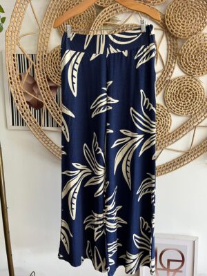 Pantalona Azul Estampada Branca
