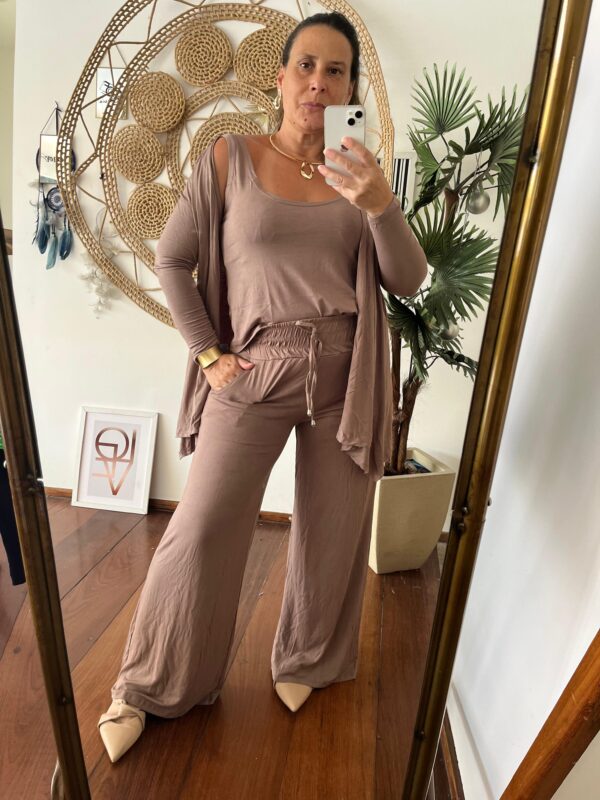 Conjunto Três Peças Pantalonas Serena Bege