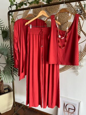 Conjunto Três Peças Pantalonas Serena Telha