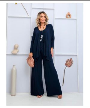 Conjunto Três Peças Pantalonas Serena Azul Marinho