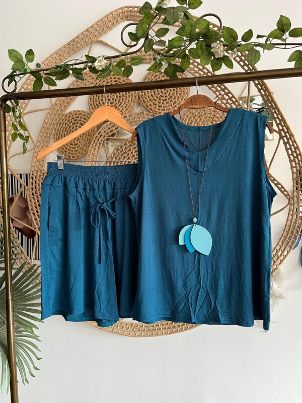 Conjunto Nadia Viscolaycra Azul Petróleo