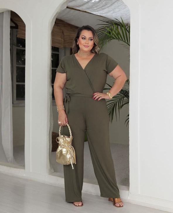 Macacão Transpassado Milly Verde Militar