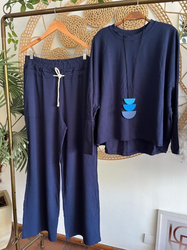 Conjunto Letícia Manga Longa Azul Marinho