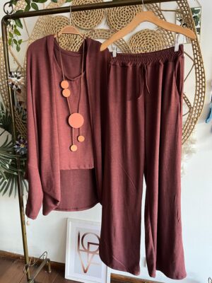 Conjunto Três Peças Casulo Marrom