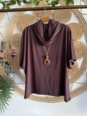 Blusa Gola Caída Marron