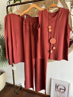 Conjunto Três Peças Moletinho Terracota