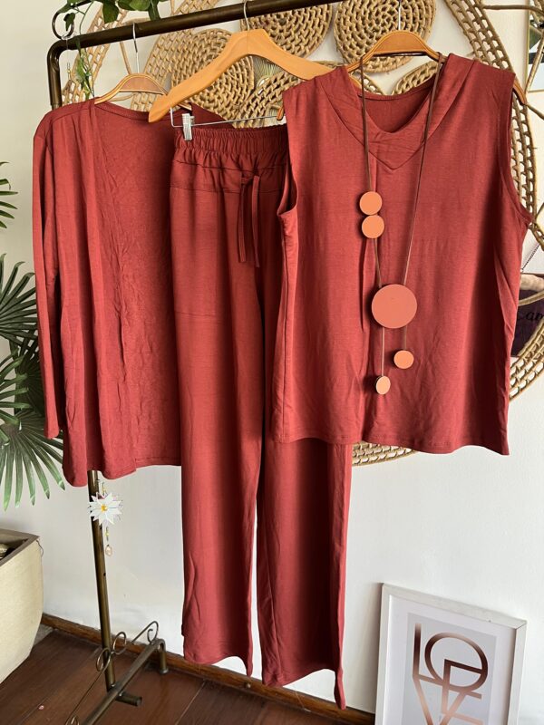 Conjunto Três Peças Moletinho Terracota