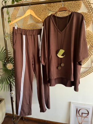Conjunto Over Gola V Marrom