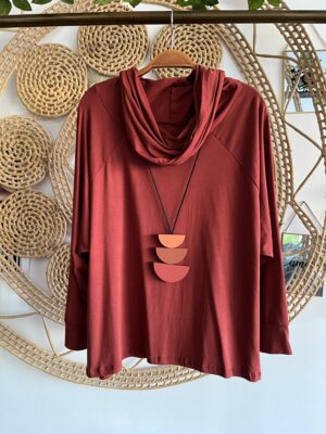 Blusa Gola Boba Manga Longa Terracota