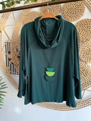 Blusa Gola Boba Manga Longa Verde Musgo