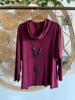 Blusa Gola Boba Manga Longa Marsala