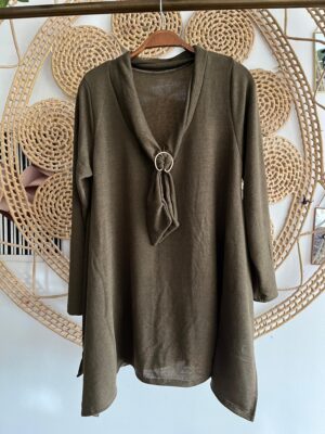 Blusa Gola Gravatinha Verde Militar