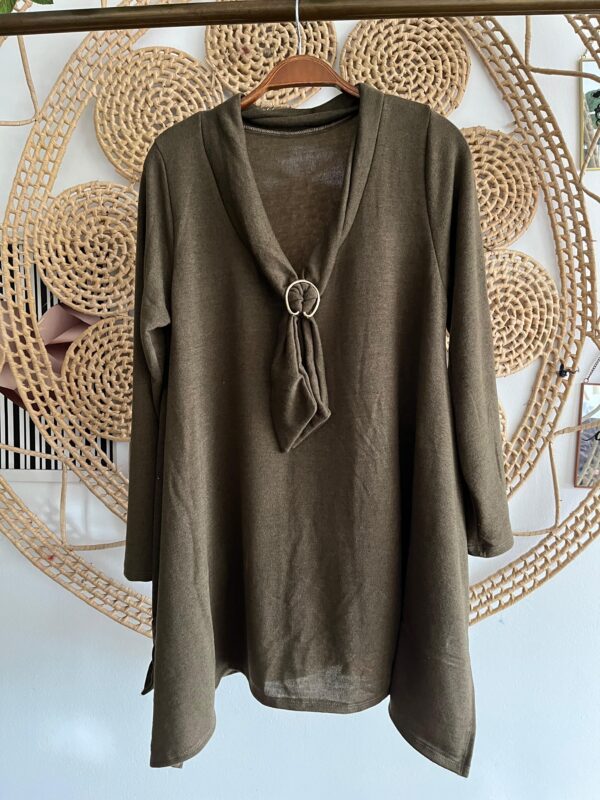 Blusa Gola Gravatinha Verde Militar