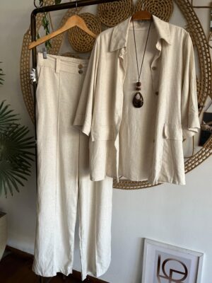 Conjunto Camisa Linho Cru GG