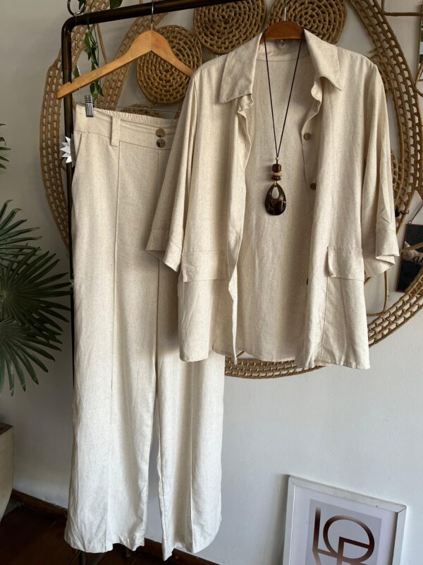 Conjunto Camisa Linho Cru GG